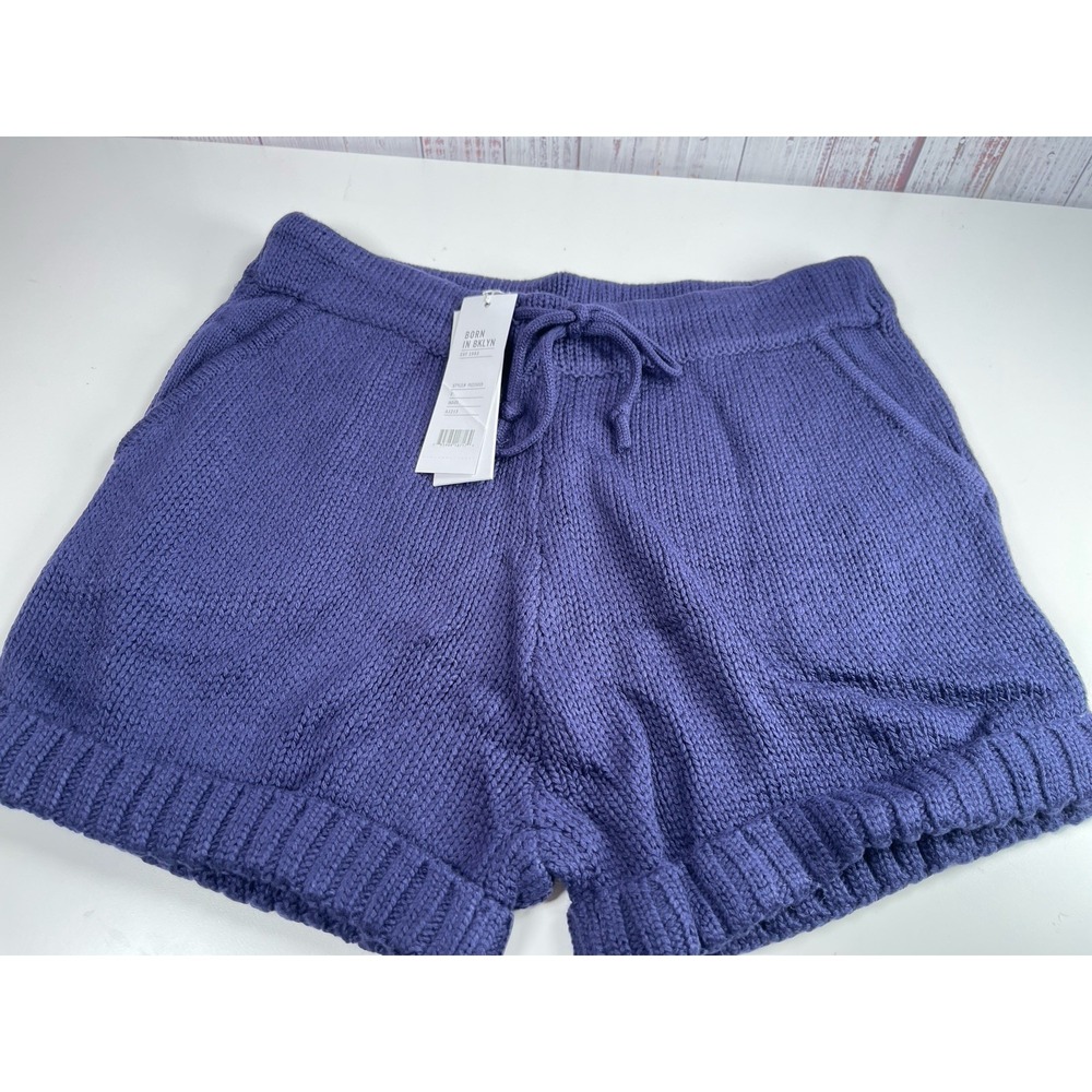 525 America Revolve Indigo Cable Knit Sweater Shorts Womens Medium NWT
